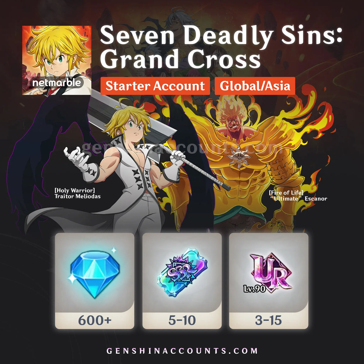 Seven Deadly Sins 7DS Grand Cross Reroll Account