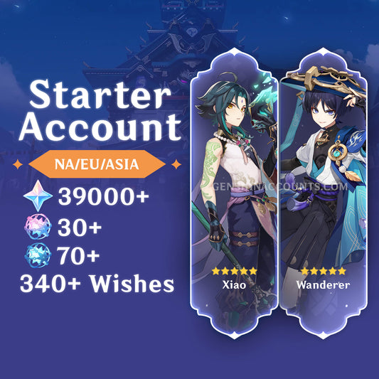 Xiao & Wanderer with 340+ Wishes AR40+ Genshin Impact Farmed Starter Account