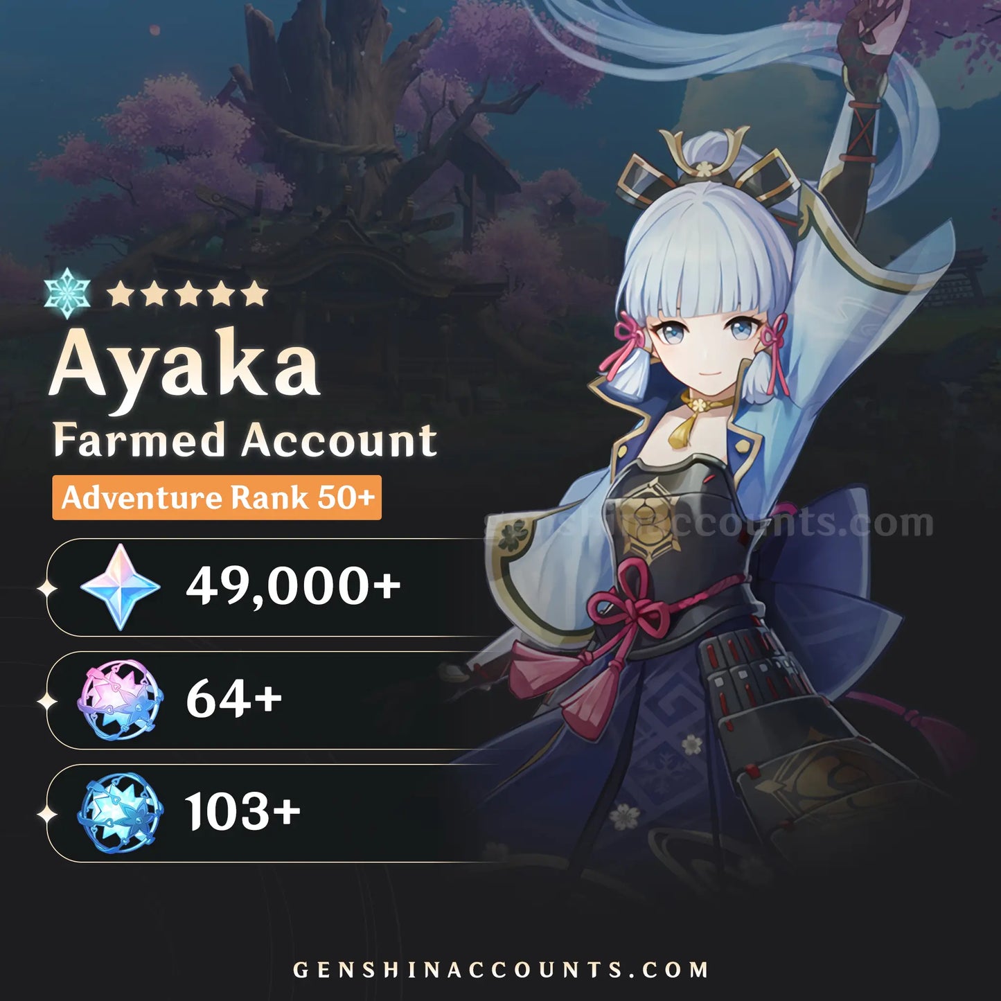 Kamisato Ayaka Genshin Impact Farmed Starter Account