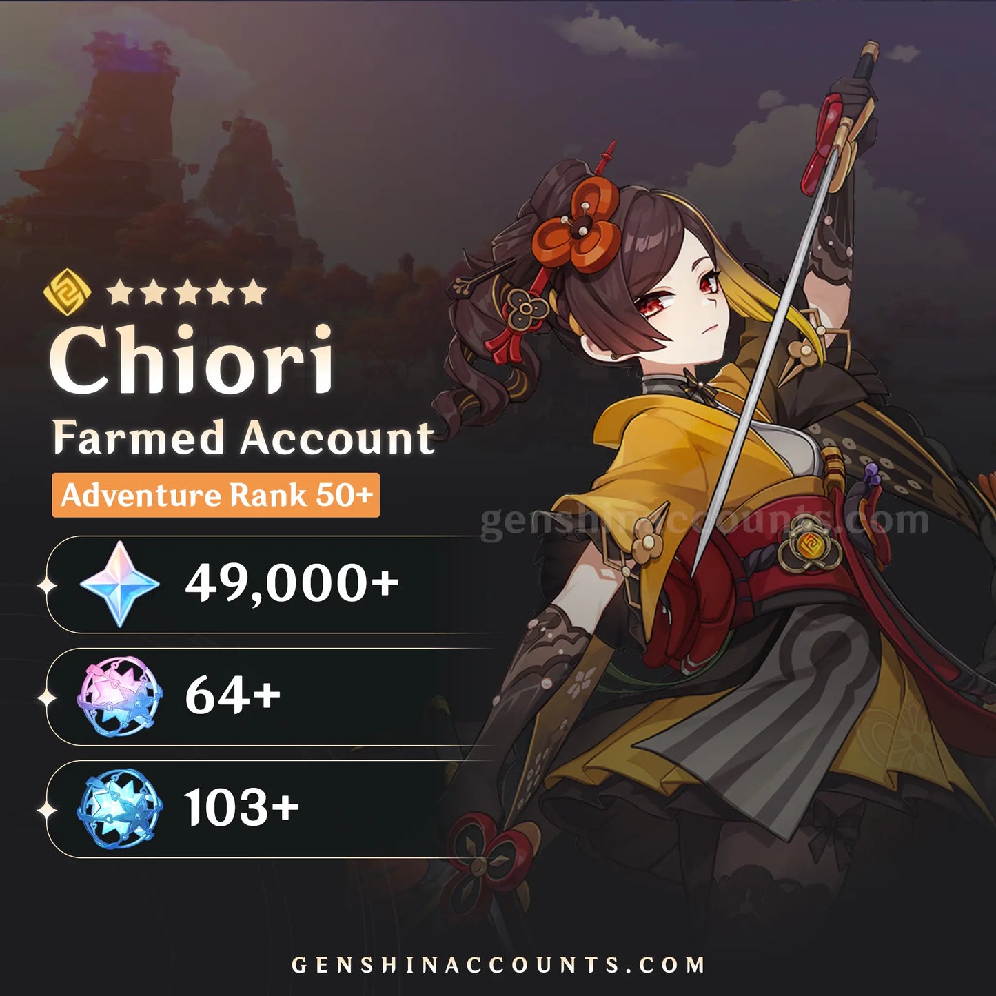 Chiori - AR40+ Genshin Impact Farmed Starter Account