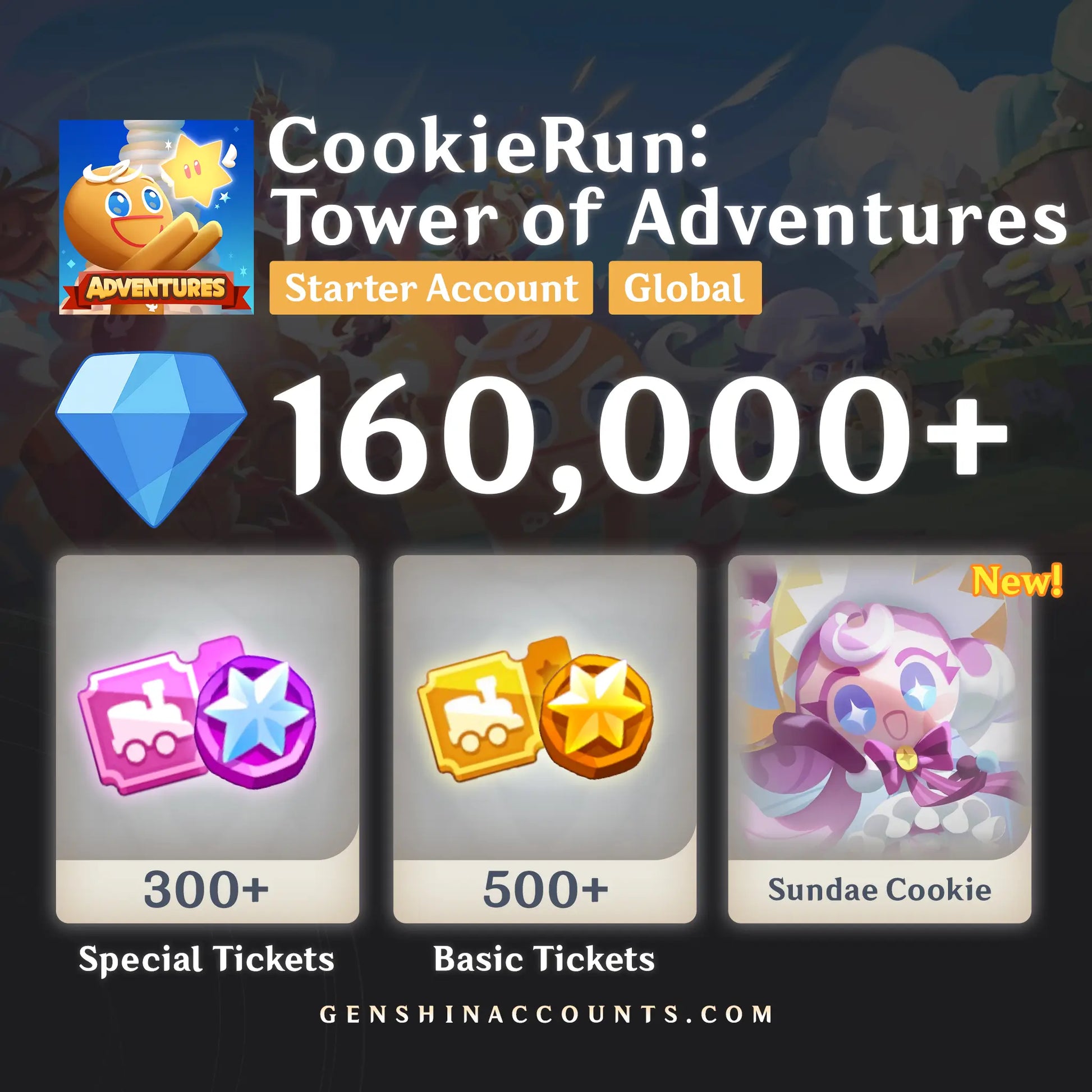 CookieRun: Tower of Adventures Crystals Reroll Account