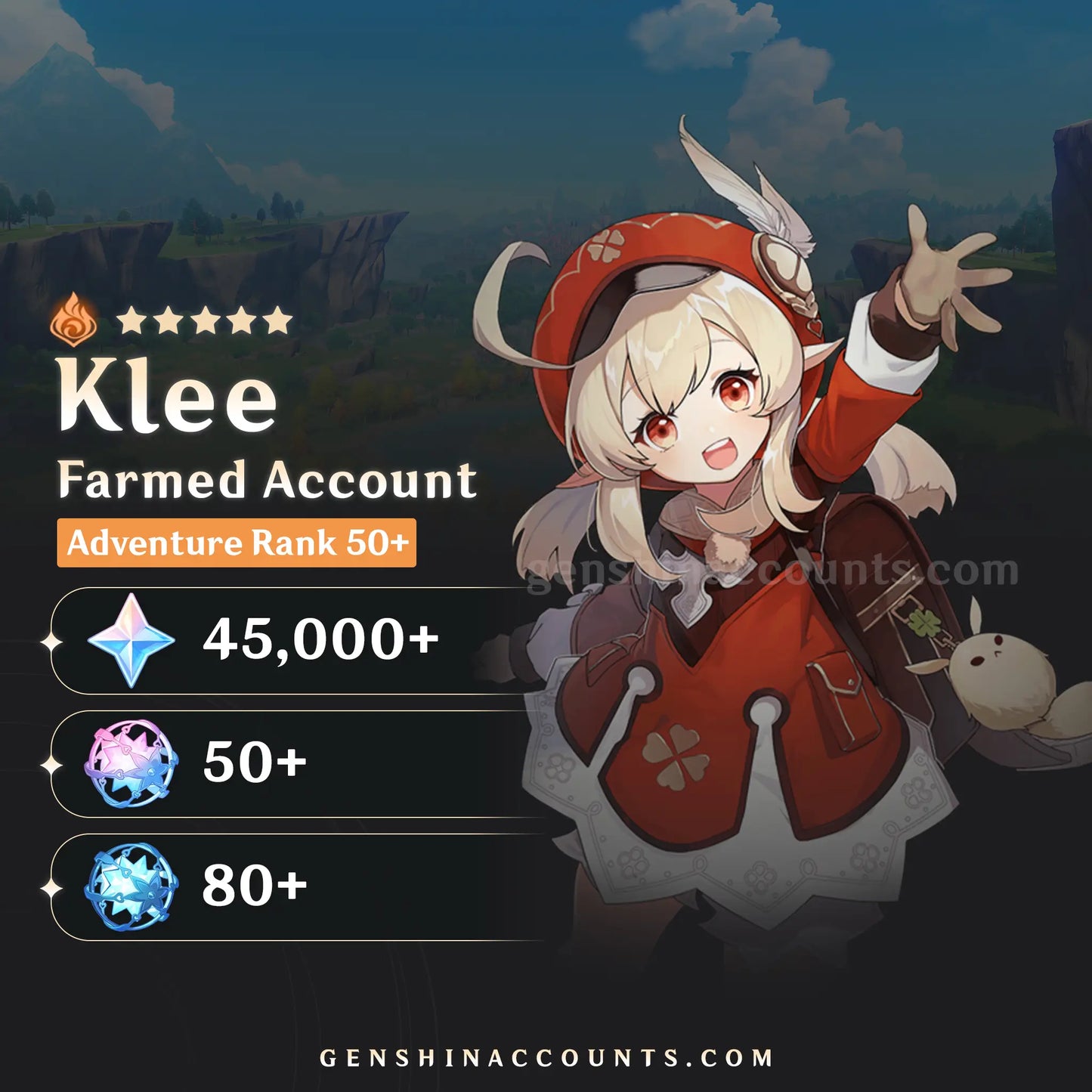 Klee Genshin Impact Farmed Starter Account
