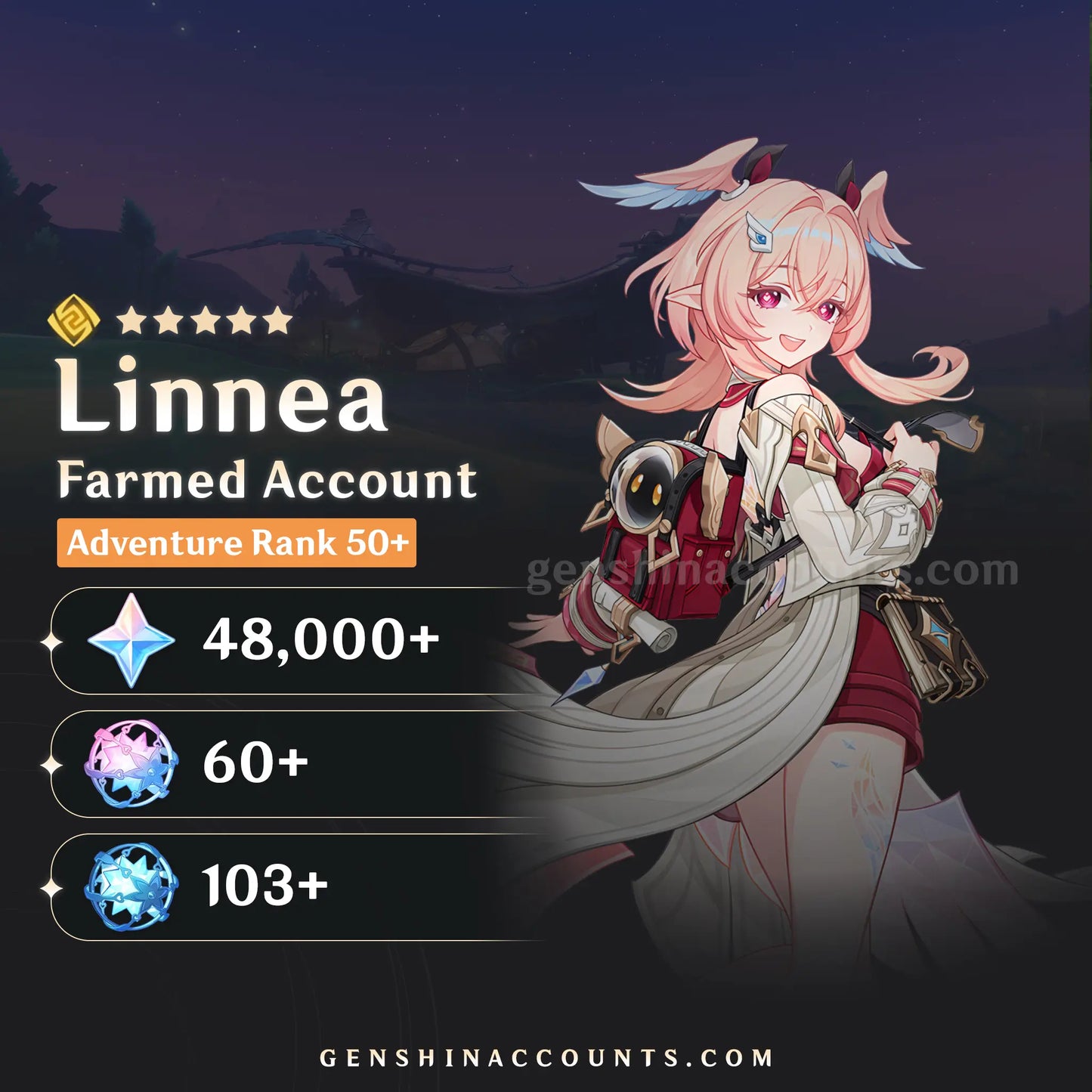 Linnea Genshin Impact Farmed Starter Account