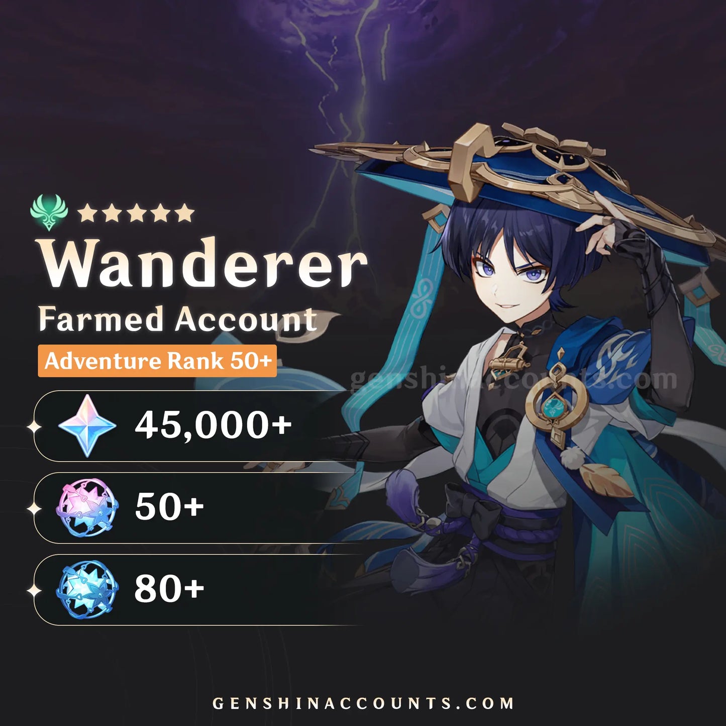 Wanderer Genshin Impact Farmed Starter Account