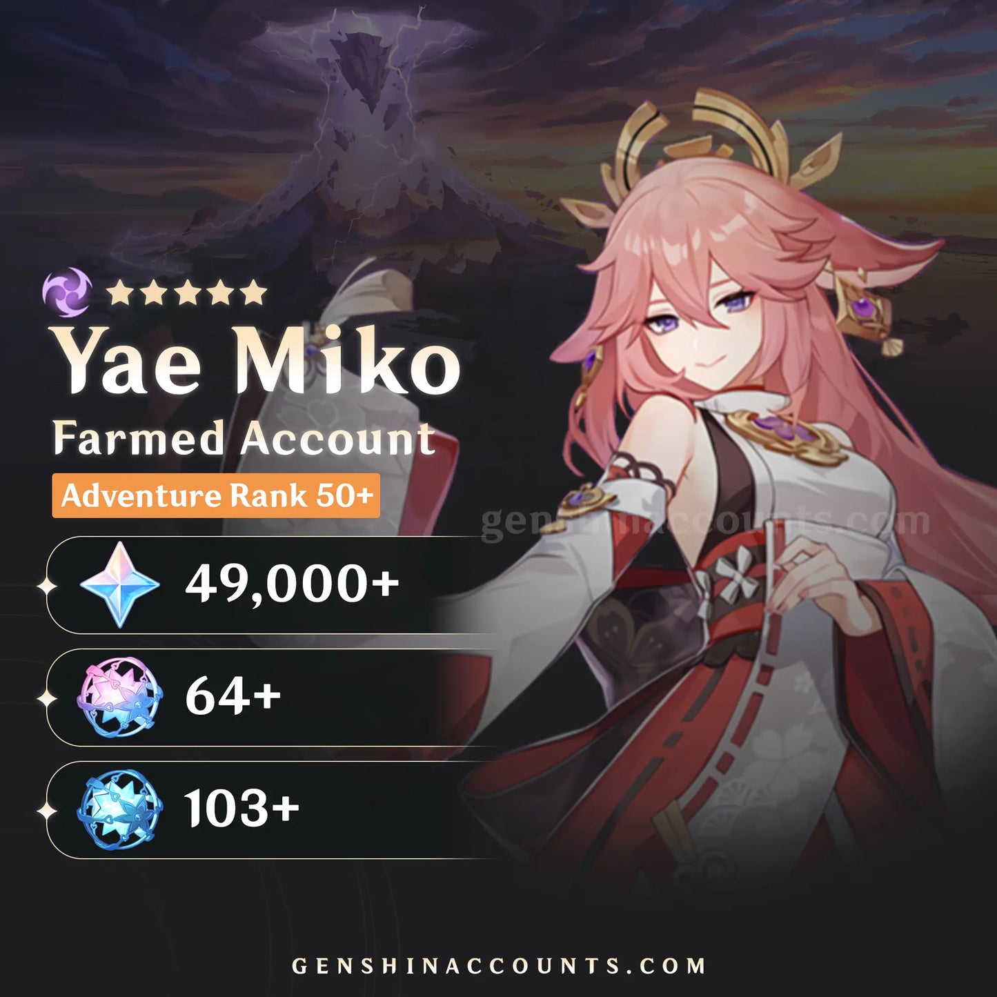 Yae Miko Genshin Impact Farmed Starter Account