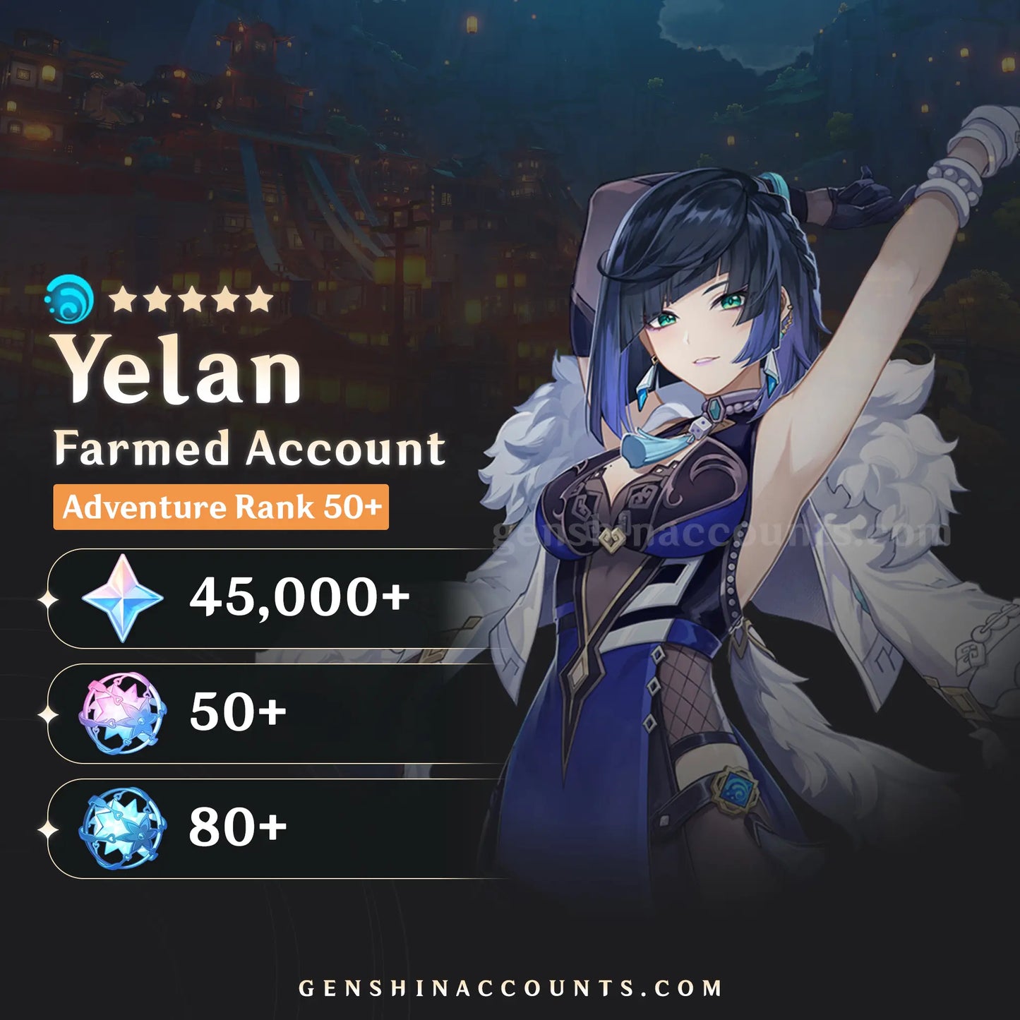 Yelan Genshin Impact Farmed Starter Account