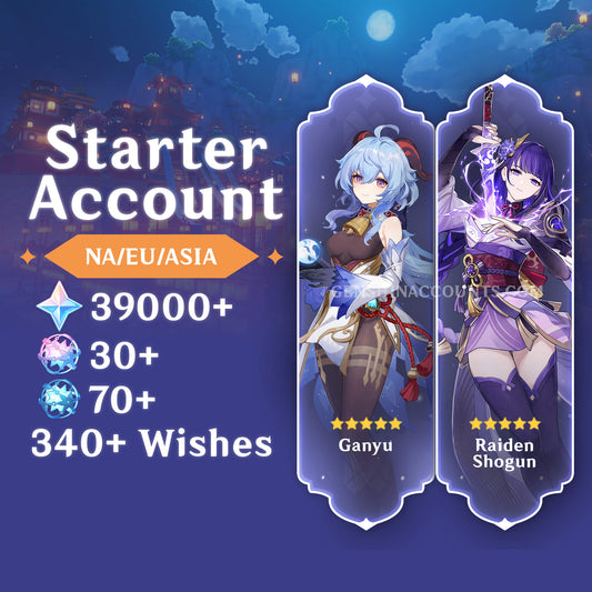 Ganyu + Raiden with 340+ Wishes AR40+ Genshin Impact Farmed Starter Account