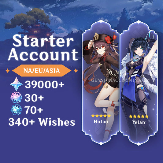 Hutao + Yelan with 340+ Wishes AR40+ Genshin Impact Farmed Starter Account