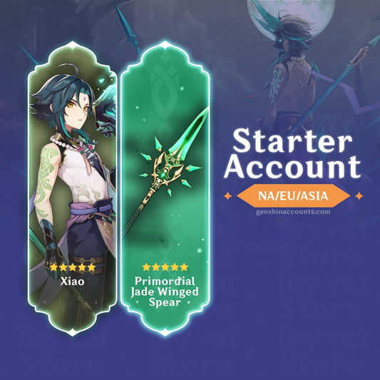 Xiao With 5-Star Weapon Primordial Jade Winged Spear - AR10 Genshin Impact Starter Account