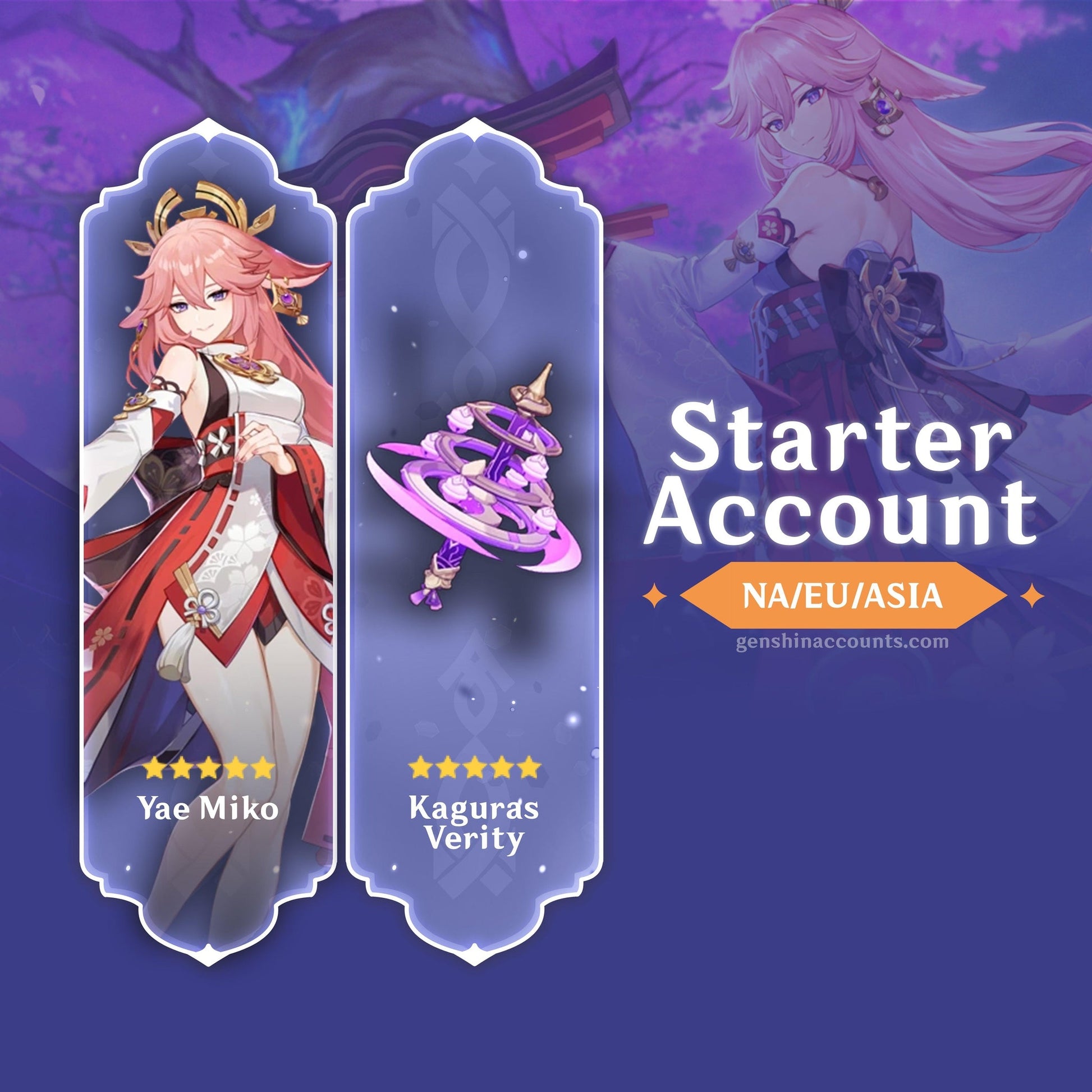 Yae Miko With 5-Star Weapon Kagura's Verity - AR10 Genshin Impact Starter Account