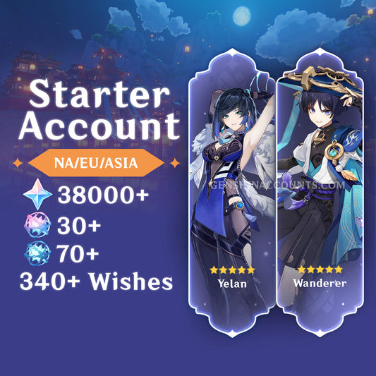 Yelan + Wanderer with 340+ Wishes AR40+ Genshin Impact Farmed Starter Account