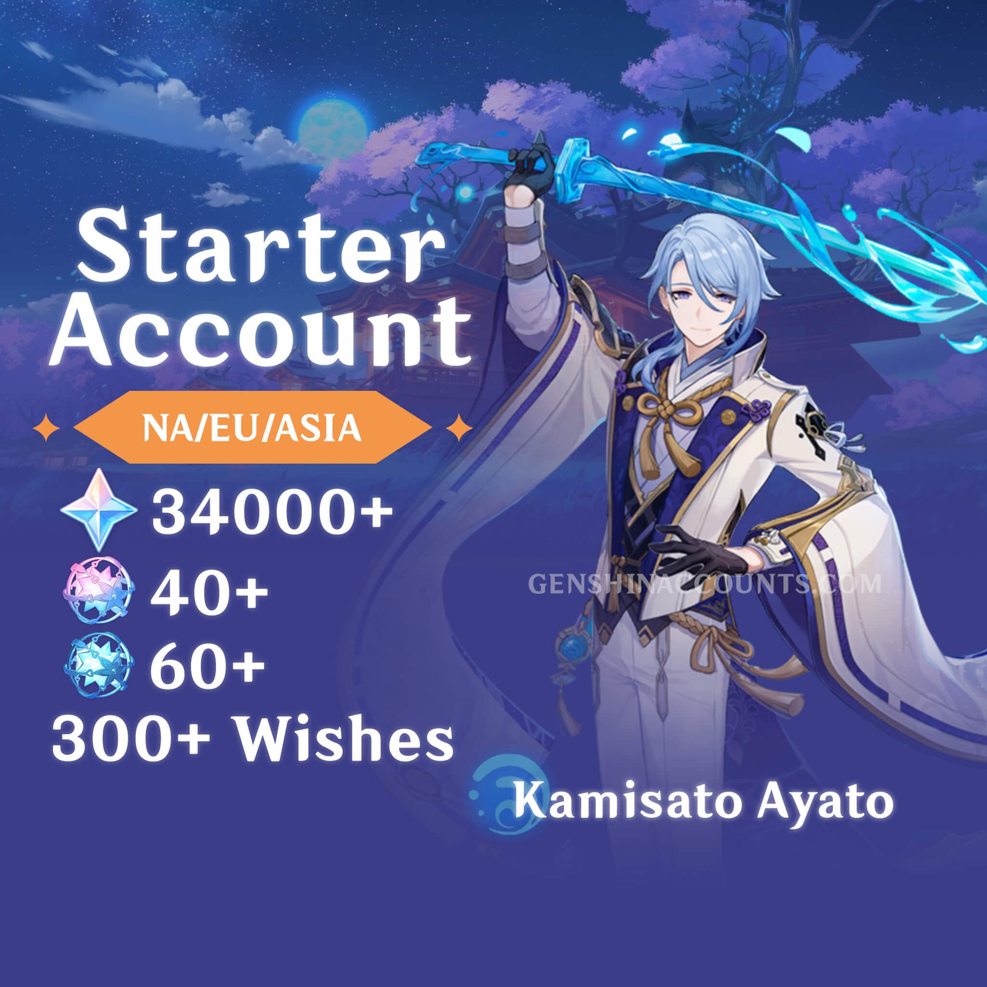 Kamisato Ayato - AR40+ Genshin Impact Farmed Starter Account