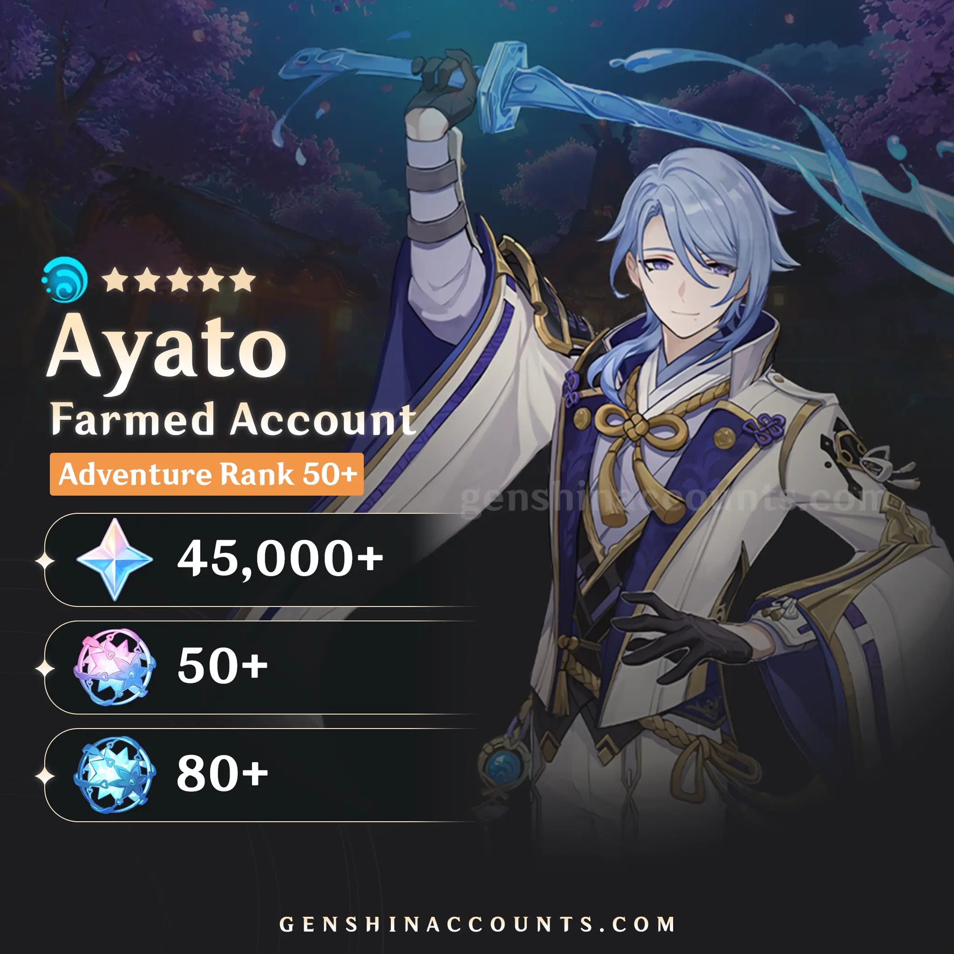 Kamisato Ayato Genshin Impact Farmed Starter Account