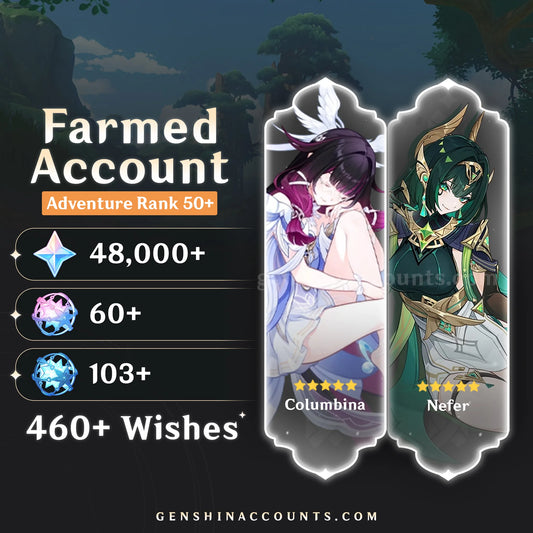Nefer and Columbina Genshin Impact farmed account