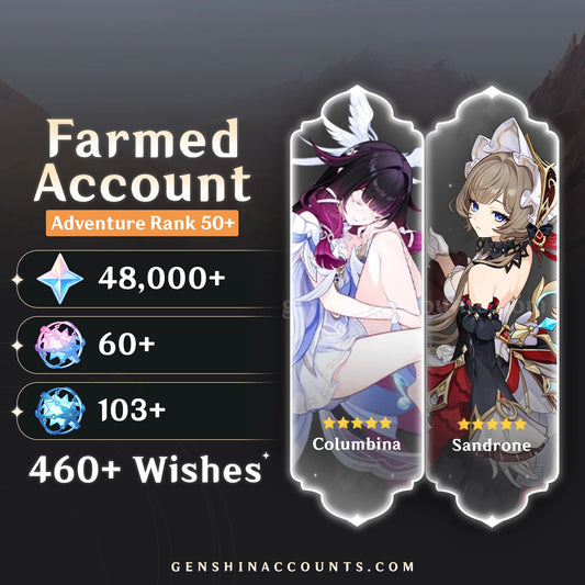 Columbina and Sandrone Genshin Impact farmed account