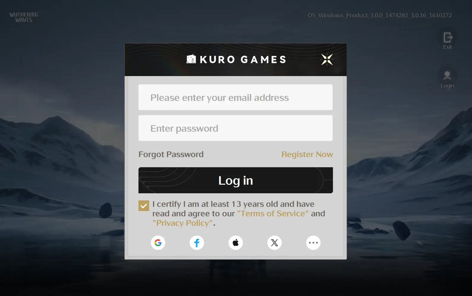 email login for wuthering waves account