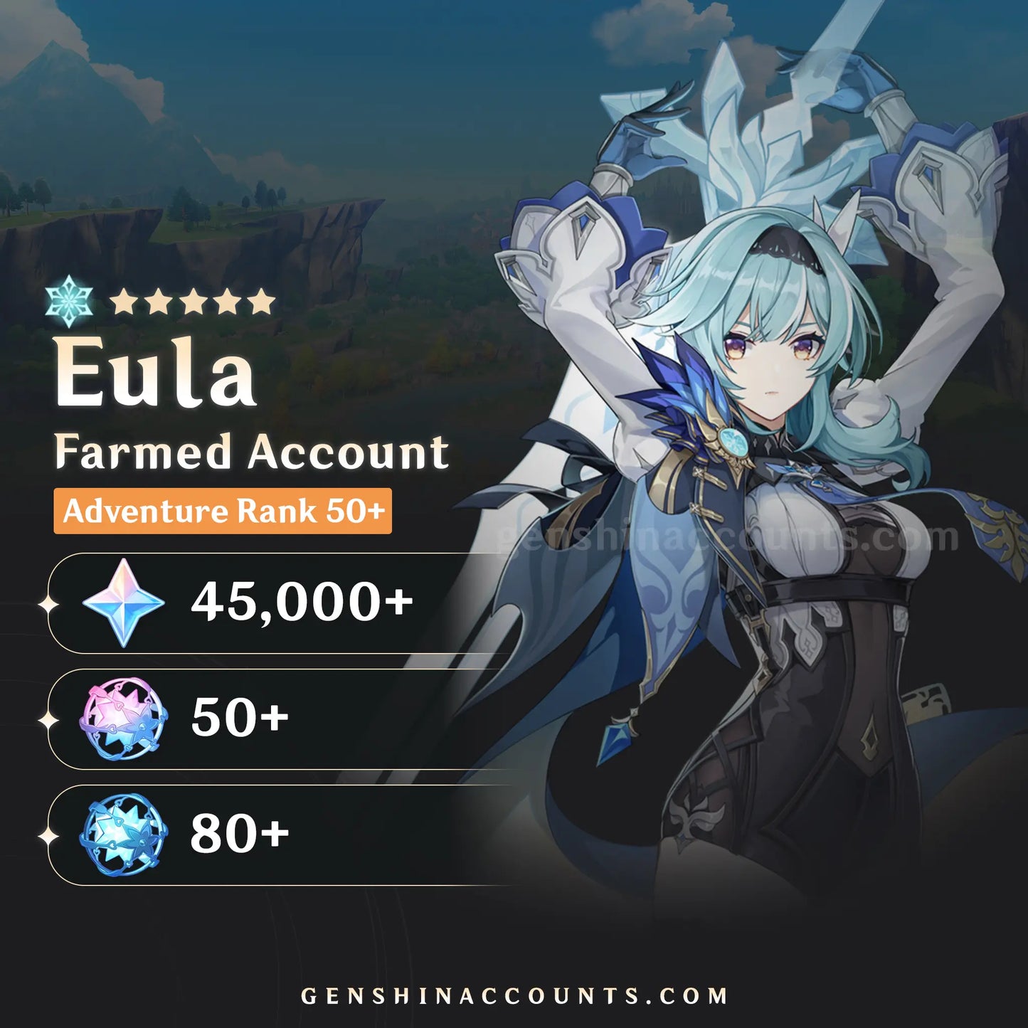 Eula Genshin Impact Farmed Starter Account