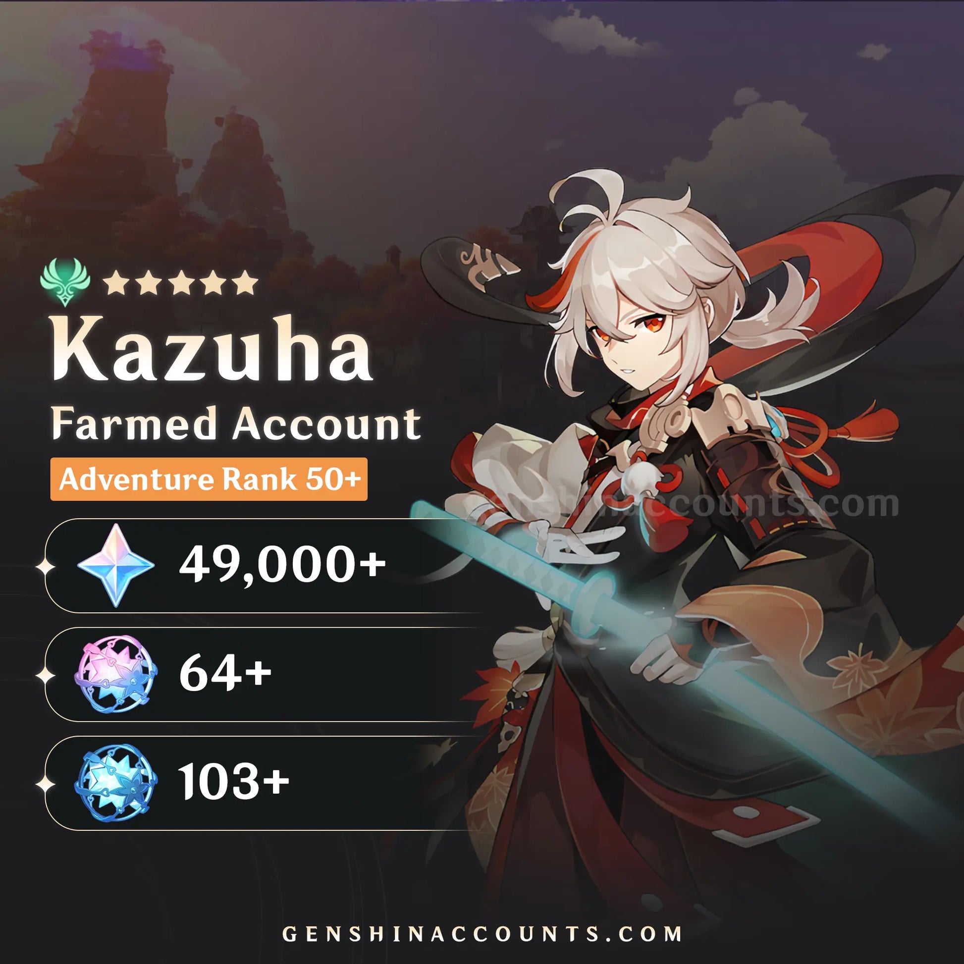 Kazuha Genshin Impact Farmed Account