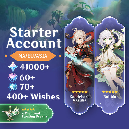 Kazuha + Nahida + A Thousand Floating Dreams with 400+ Wishes - AR50 Genshin Impact Meta Farmed Starter Account