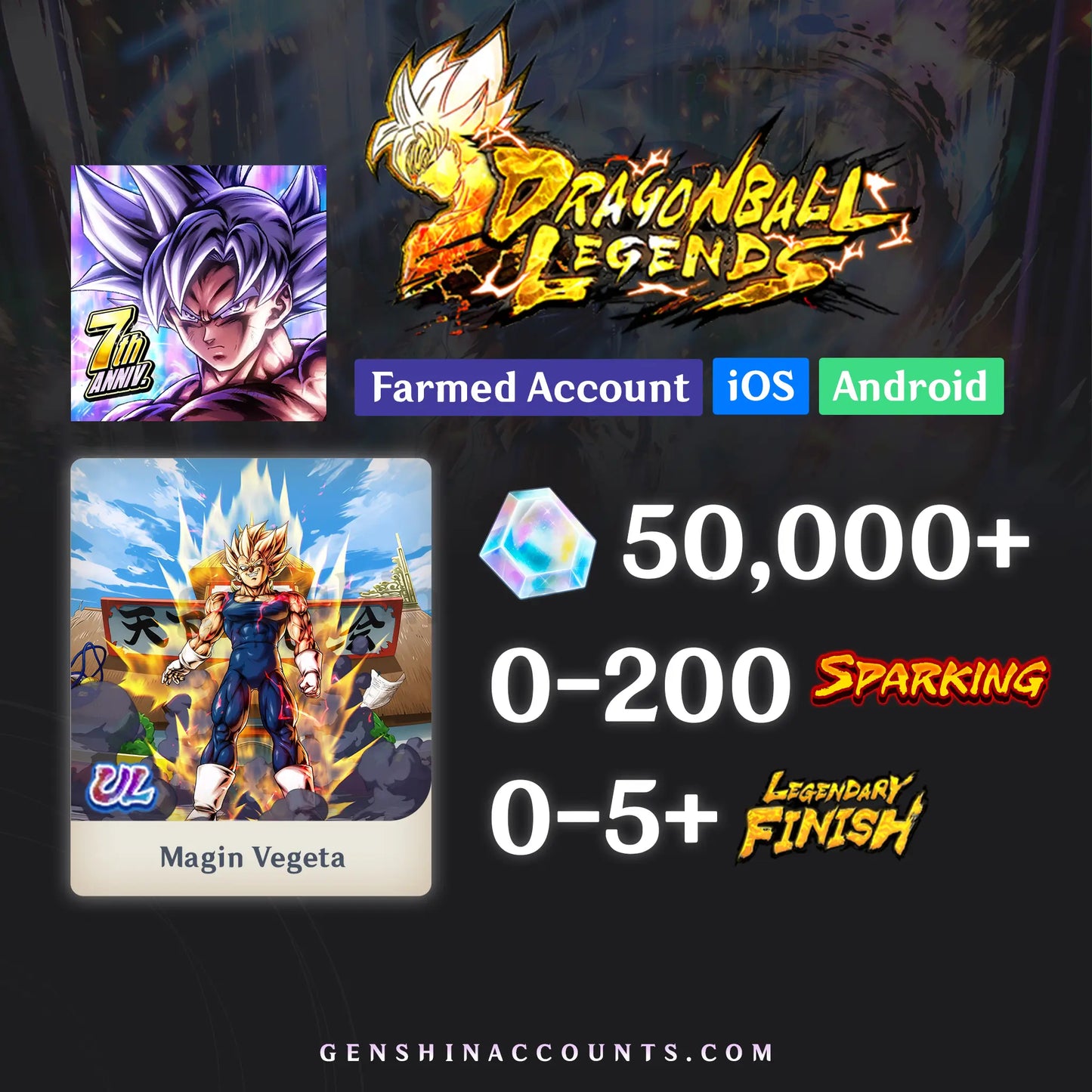 DRAGON BALL LEGENDS UL Magin Vegeta Account [iOS/Android]