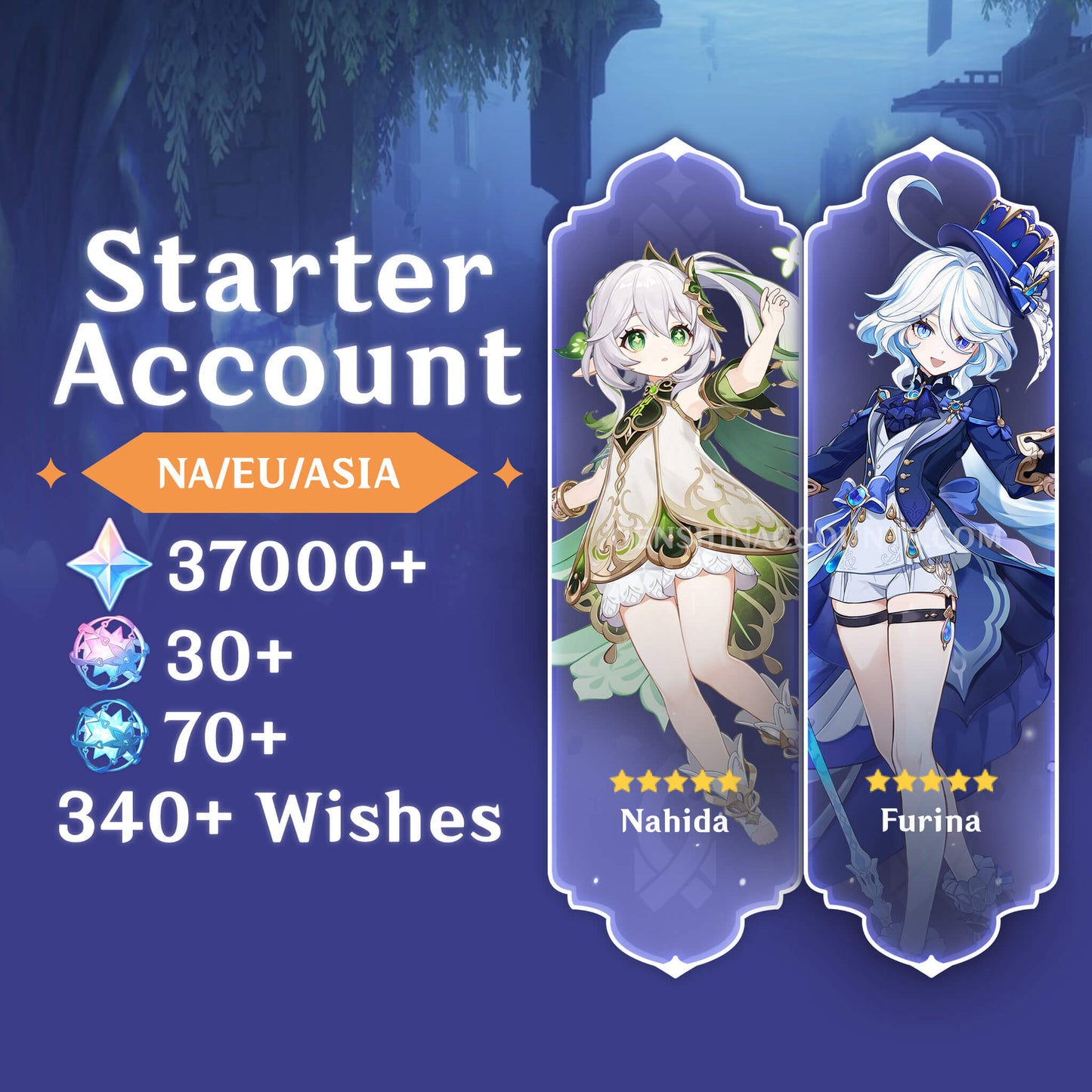 Nahida + Furina - Genshin Impact Farmed Starter Account