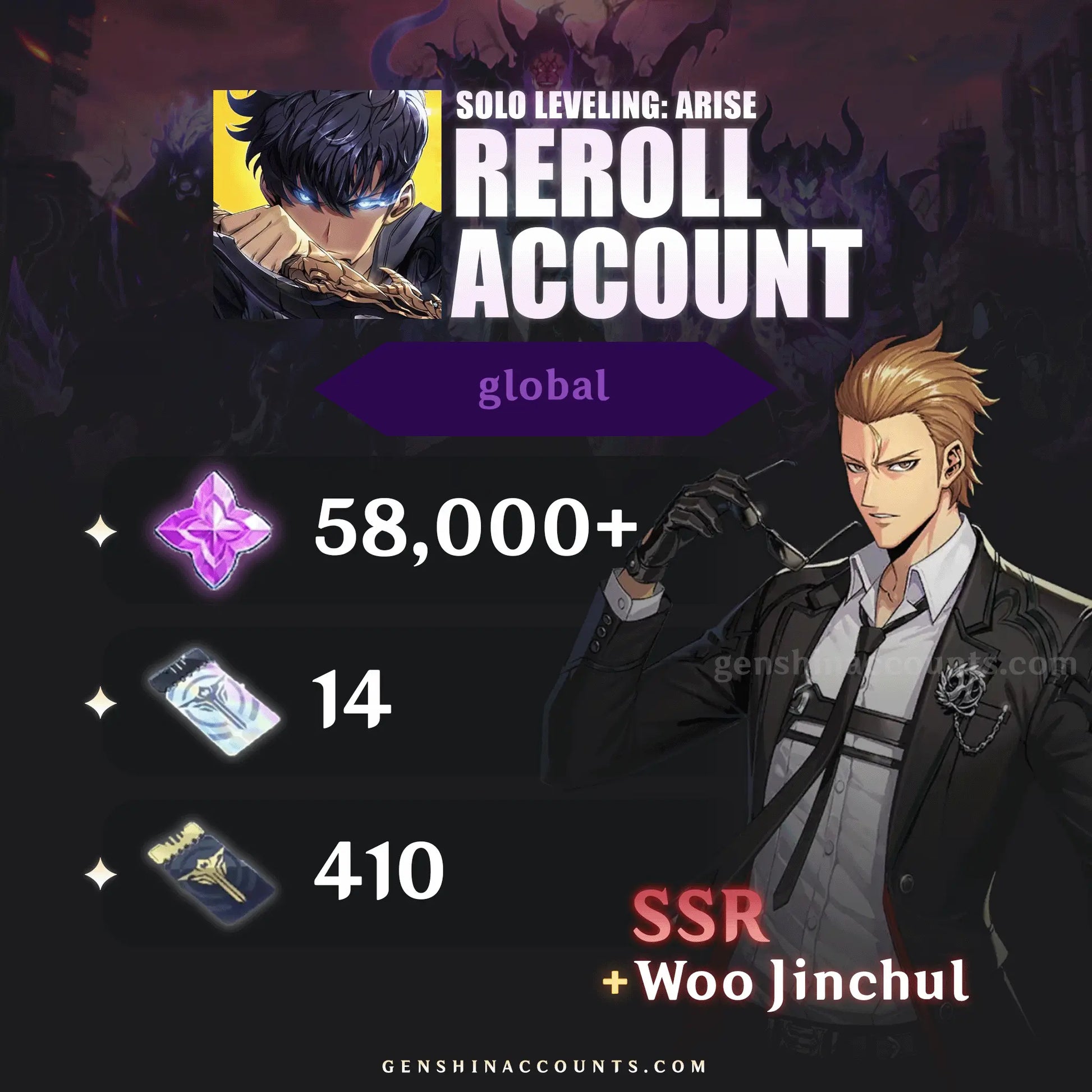 Solo Leveling: ARISE Reroll Starter Account (Global)