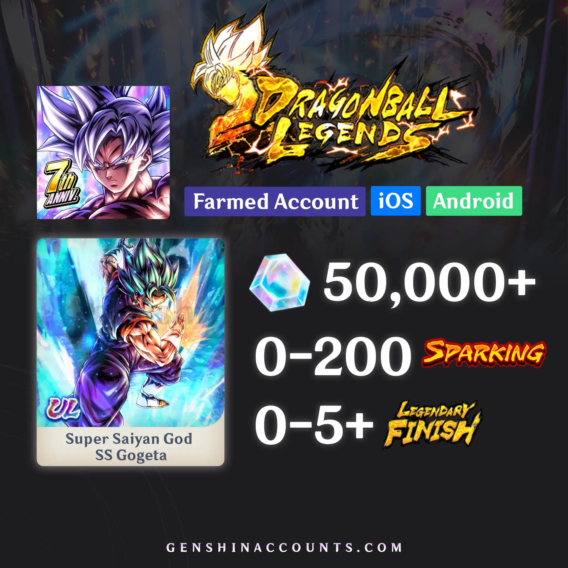 DRAGON BALL LEGENDS UL Super Saiyan God SS Vegito Account [iOS/Android]