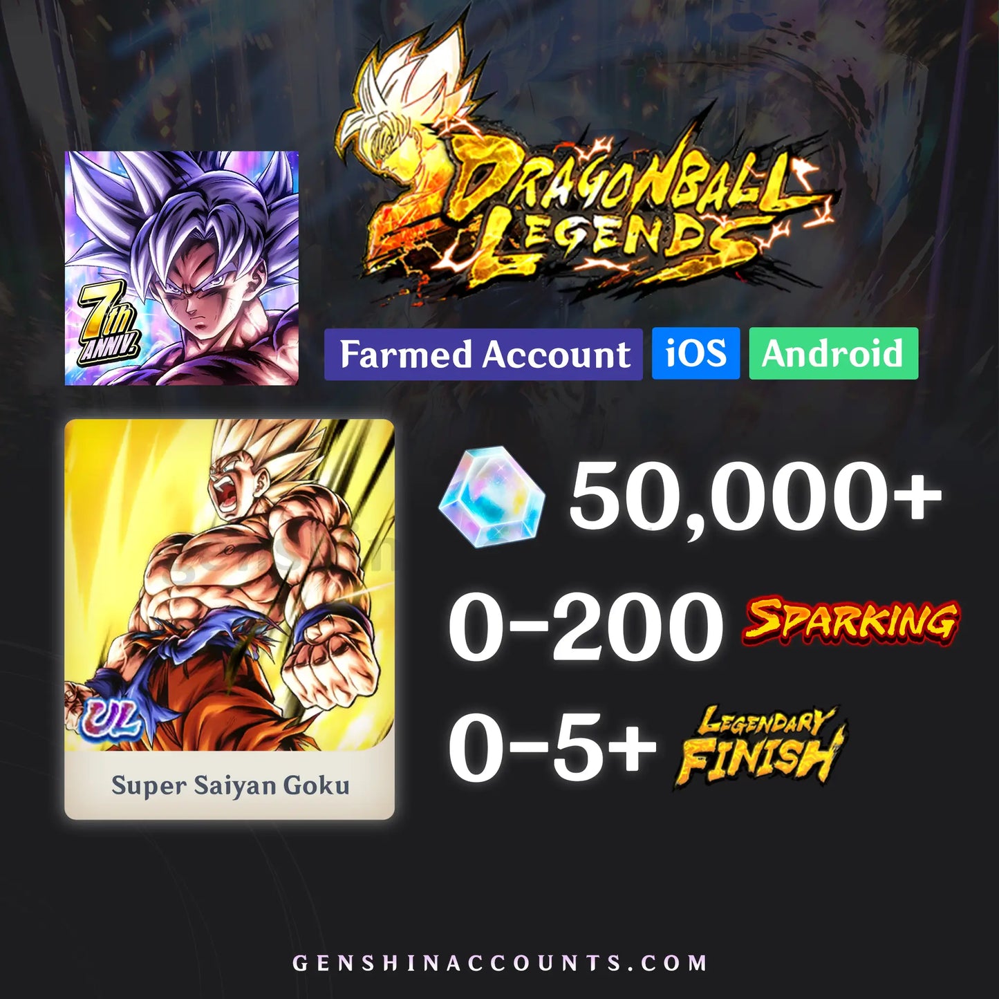 DRAGON BALL LEGENDS UL Super Saiyan Goku Account [iOS/Android]