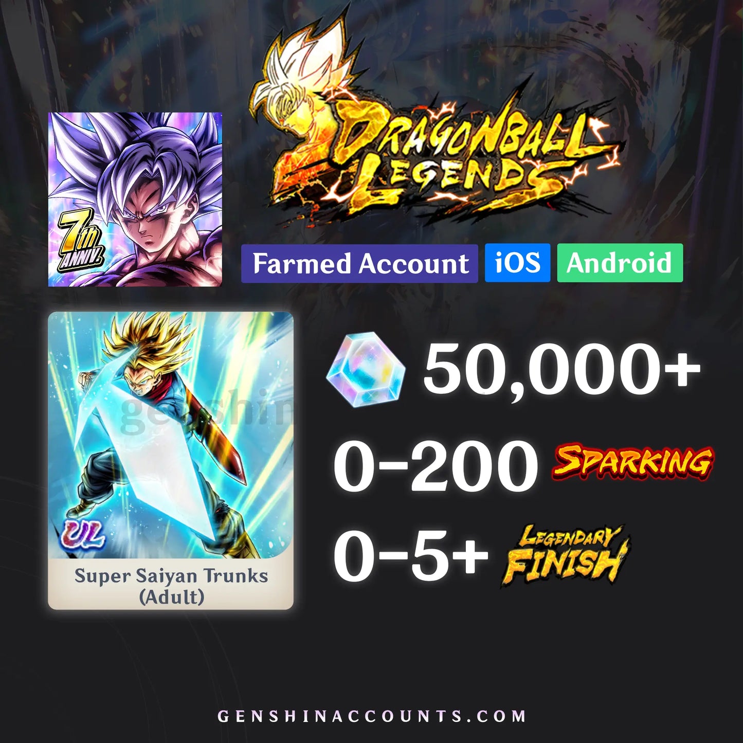 DRAGON BALL LEGENDS UL Super Saiyan Trunks Adult Account [iOS/Android]