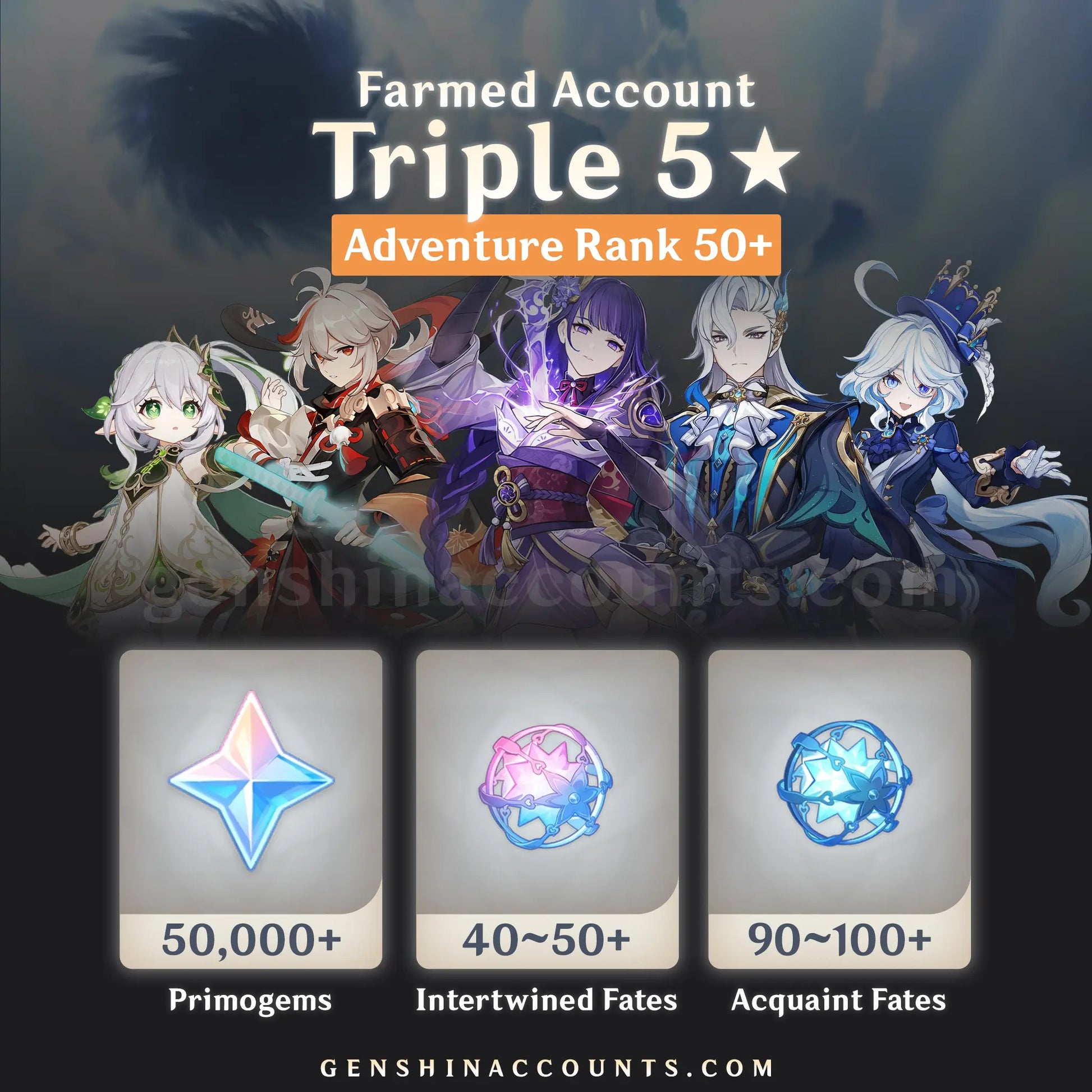 Triple 5★ Character - Genshin Impact Farmed Starter Account