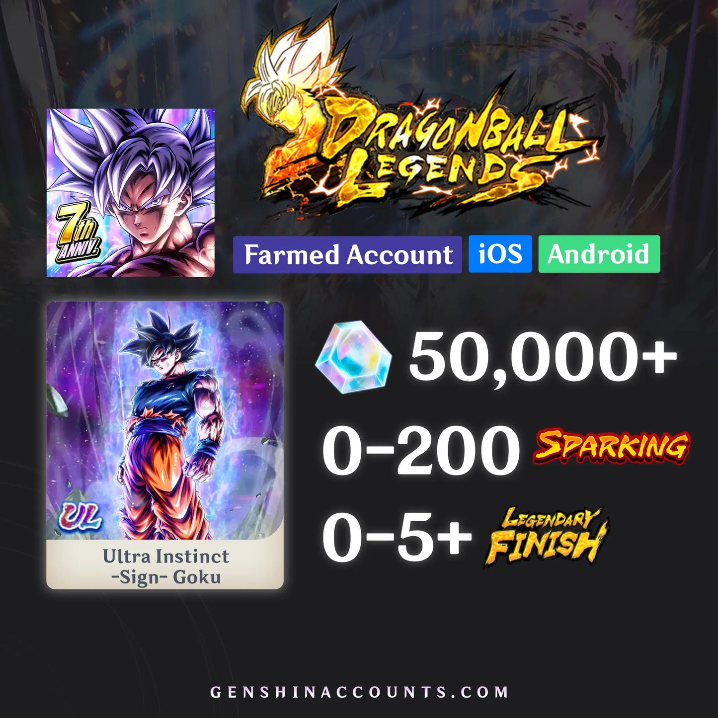 DRAGON BALL LEGENDS UL Ultra Instinct Goku Account [iOS/Android]